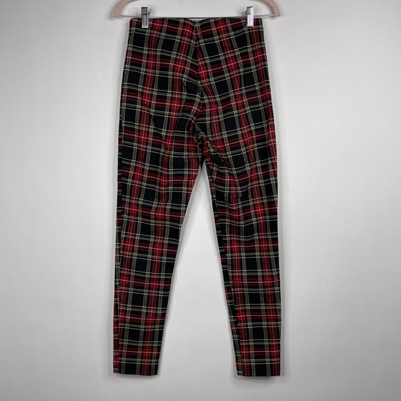 2/$30 ZARA Tartan Plaid Zip-up Skinny Pants Ring Pull Medium Red Black #7310 - Picture 10 of 16